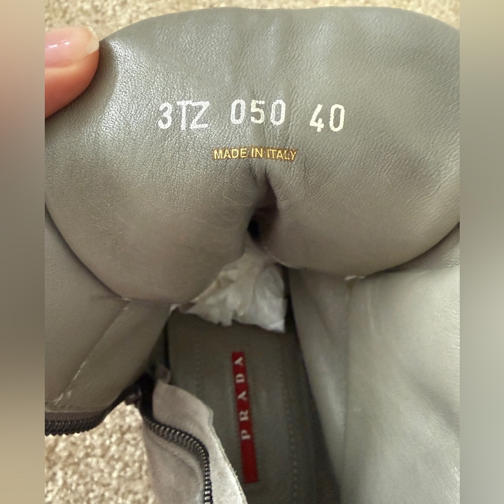 Prada Women's Gray Suede wedge High-Top Sneakers - Picture 8 of 8
